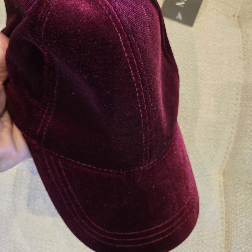Velvet Baseball Cap - Burgundy